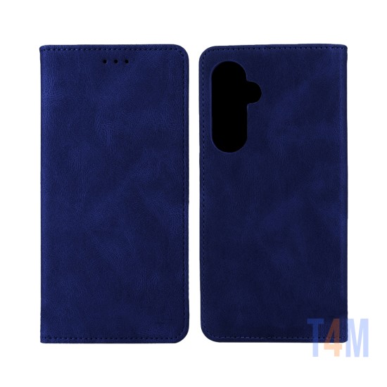Capa Flip de Couro com Bolso Interno para Samsung Galaxy S23 FE Azul